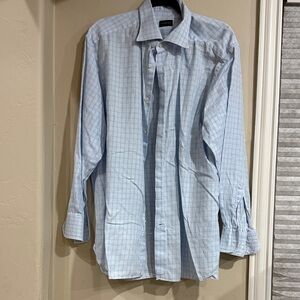 Ermenegildo Zegna Blue and White Patterned Shirt
